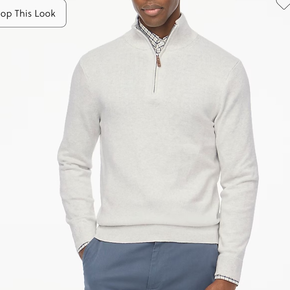 J crew heather mist Cotton half-zip sweater